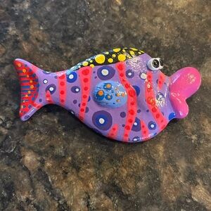 Vintage hand painted fish pin